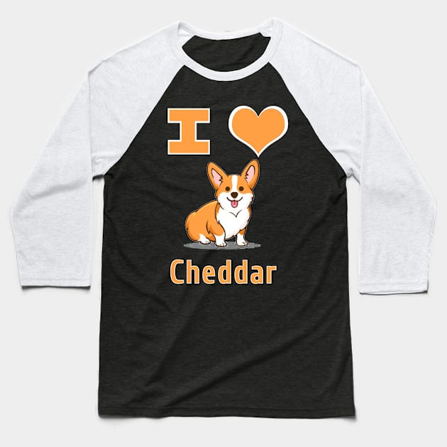 I Heart Cheddar Baseball T-Shirt by Pretty Good Shirts